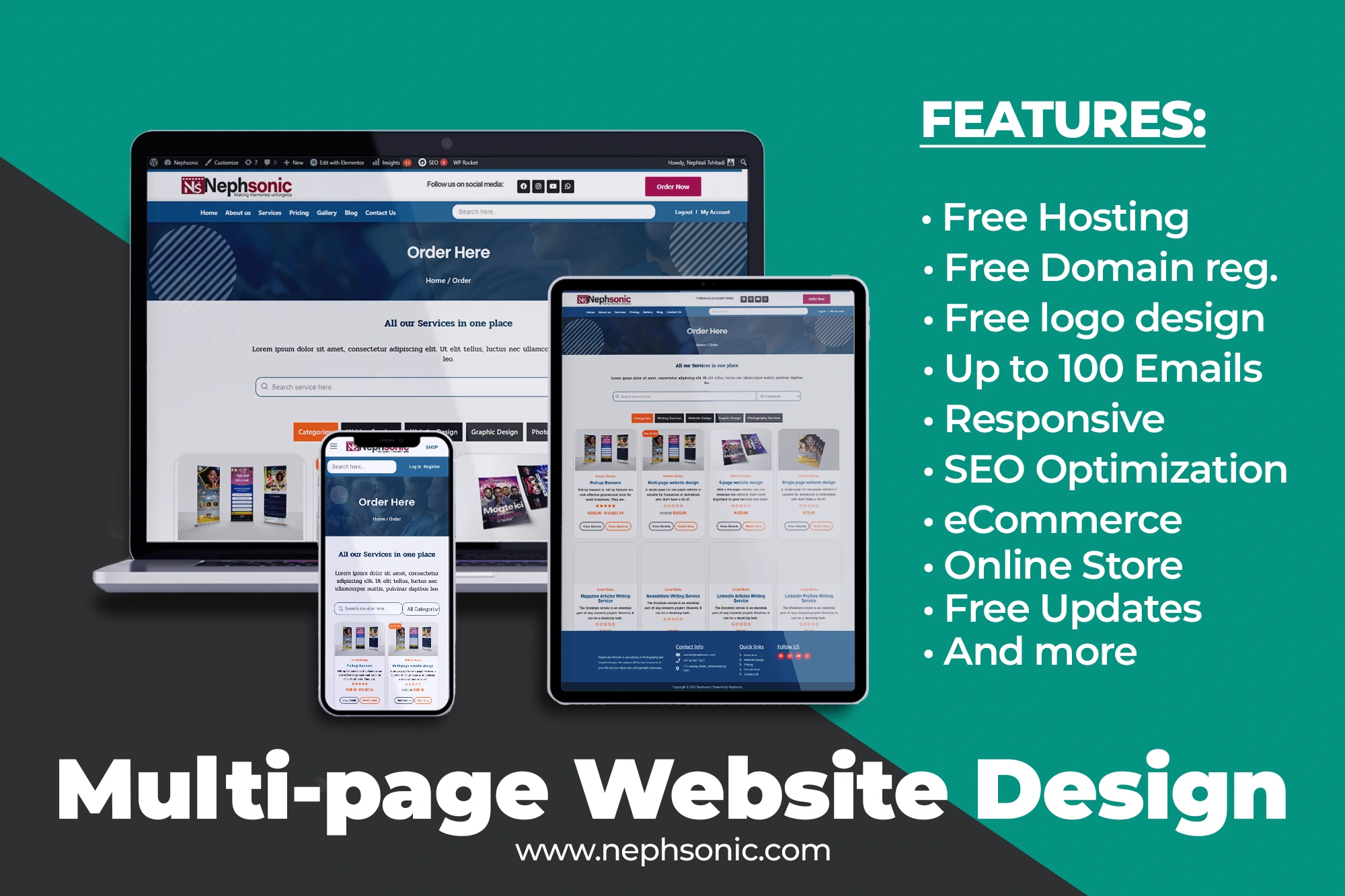 Multi page website design Nephsonic